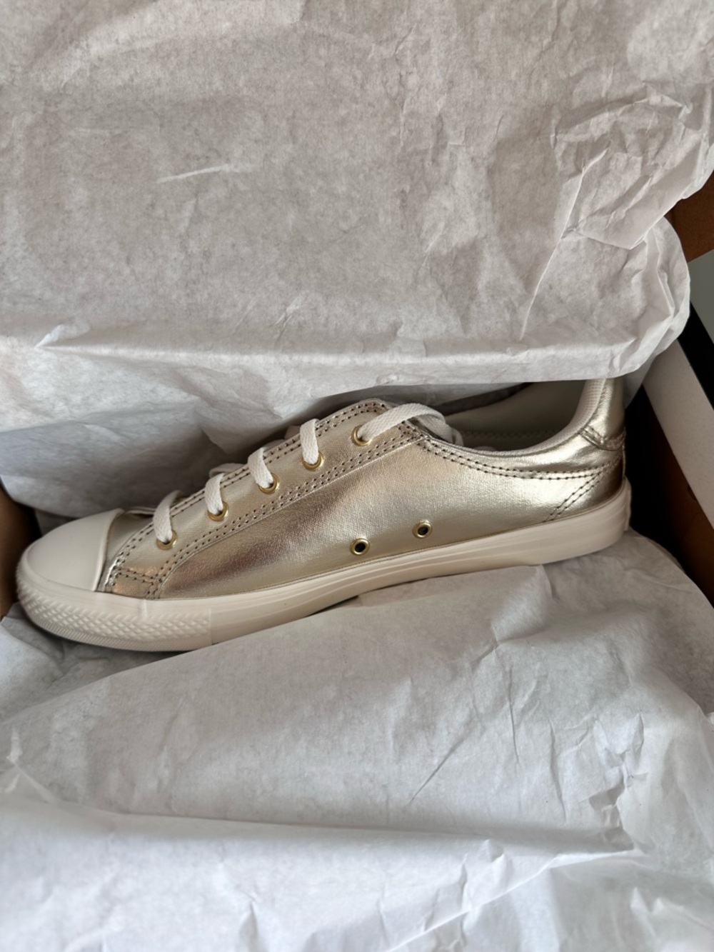 New 7 gold converse all star chuck Taylor low top sneakers shoes trainers lucky - Picture 9 of 11